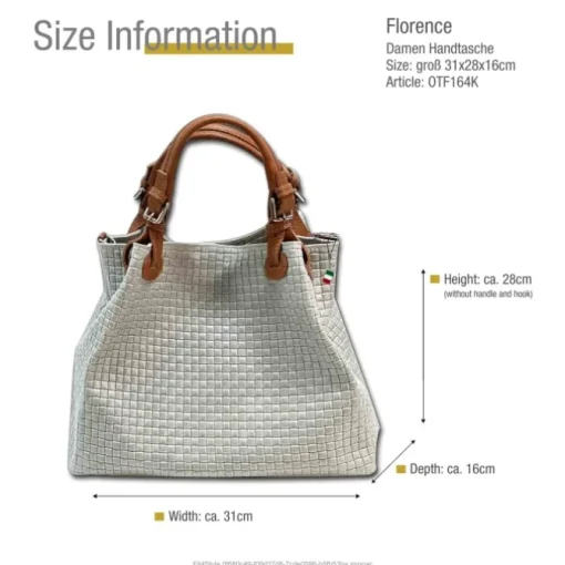 Florence Damen Handtasche Echtleder grau Flechtmuster OTF164K