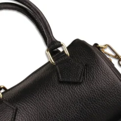 Florence Damen Handtasche Bowlingtasche Echtleder schwarz OTM807S