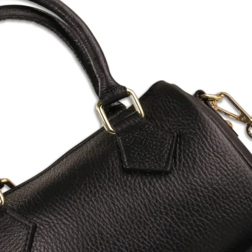 Florence Damen Handtasche Bowlingtasche Echtleder schwarz OTM807S