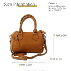 Florence Damen Handtasche Bowlingtasche Echtleder tan OTM807C