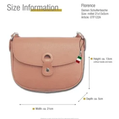 Florence Damen Handtasche Satteltasche Echtleder rosa OTF122A