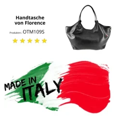 Florence Damen Handtasche, Schultertasche Leder Tasche schwarz OTM109S
