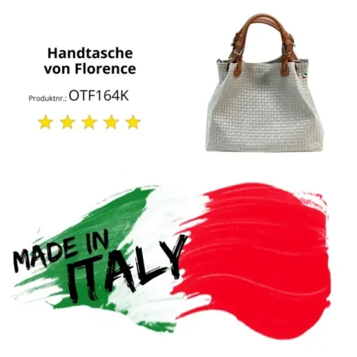 Florence Damen Handtasche Echtleder grau Flechtmuster OTF164K
