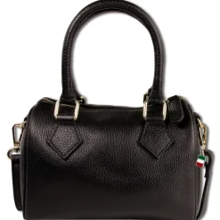 Florence Damen Handtasche Bowlingtasche Echtleder schwarz OTM807S