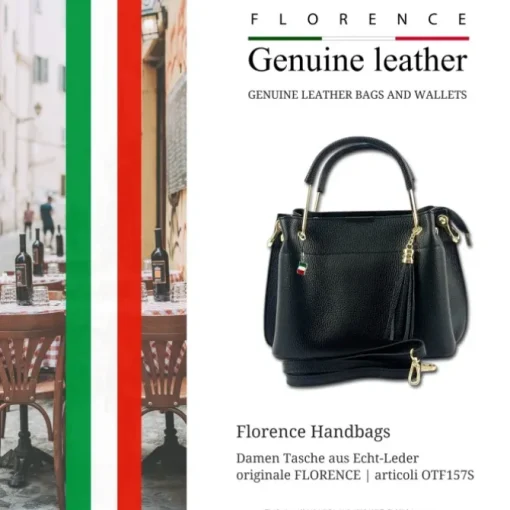 Florence Damen Handtasche Echtleder schwarz OTF157S