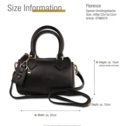 Florence Damen Handtasche Bowlingtasche Echtleder schwarz OTM807S