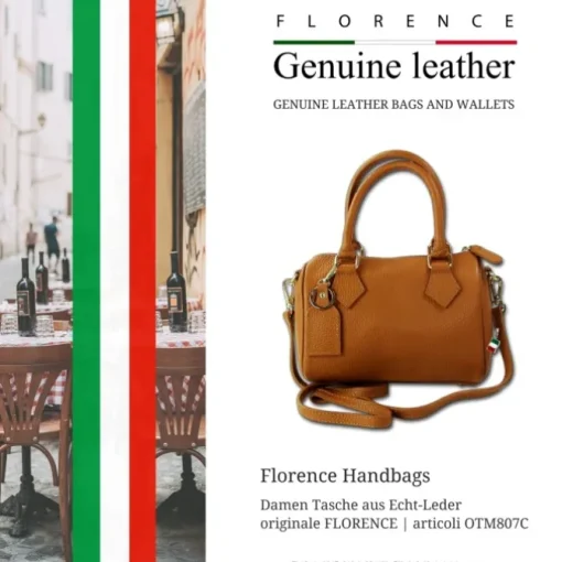 Florence Damen Handtasche Bowlingtasche Echtleder tan OTM807C