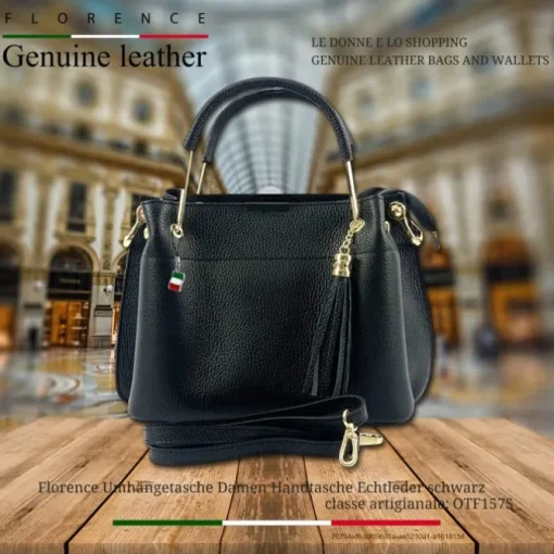Florence Damen Handtasche Echtleder schwarz OTF157S