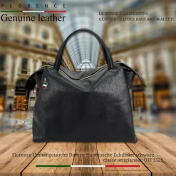 Florence Damen Handtasche Echtleder schwarz OTF152S
