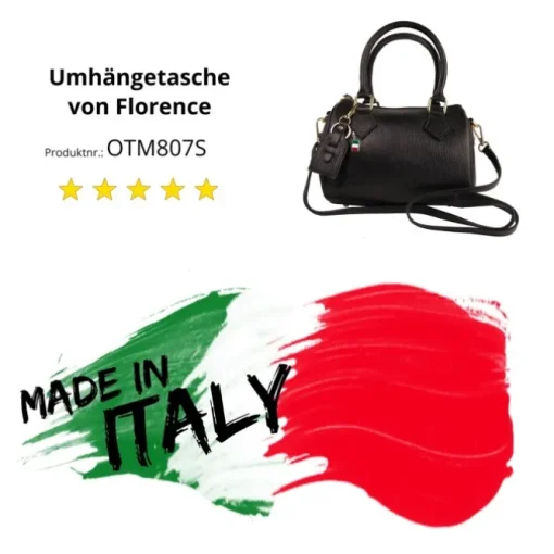 Florence Damen Handtasche Bowlingtasche Echtleder schwarz OTM807S