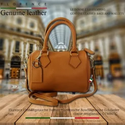 Florence Damen Handtasche Bowlingtasche Echtleder tan OTM807C