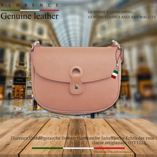Florence Damen Handtasche Satteltasche Echtleder rosa OTF122A