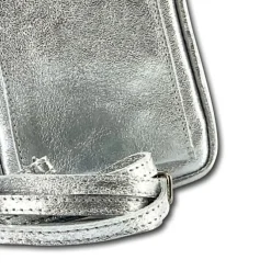 Florence Damen Mini-Handtasche echtes Leder Tasche silber metallic OTF827J