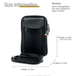 Florence Damen Mini-Handtasche echtes Leder Tasche schwarz OTF827S