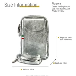 Florence Damen Mini-Handtasche echtes Leder Tasche silber metallic OTF827J