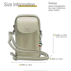 Florence Damen Mini-Handtasche echtes Leder Tasche beige OTF827I