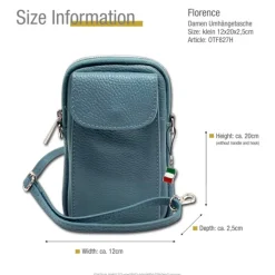 Florence Damen Mini-Handtasche echtes Leder Tasche hellblau OTF827H