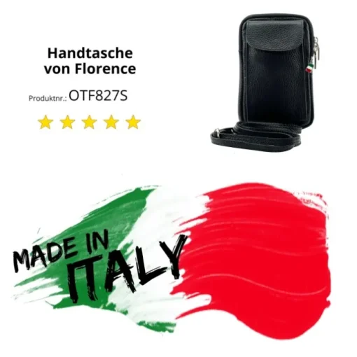 Florence Damen Mini-Handtasche echtes Leder Tasche schwarz OTF827S