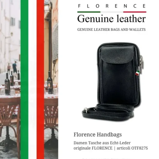 Florence Damen Mini-Handtasche echtes Leder Tasche schwarz OTF827S