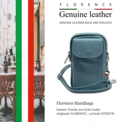 Florence Damen Mini-Handtasche echtes Leder Tasche hellblau OTF827H