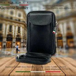Florence Damen Mini-Handtasche echtes Leder Tasche schwarz OTF827S