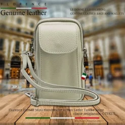 Florence Damen Mini-Handtasche echtes Leder Tasche beige OTF827I
