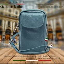 Florence Damen Mini-Handtasche echtes Leder Tasche hellblau OTF827H