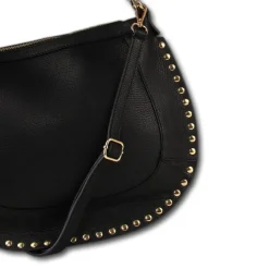 Florence Damen Satteltasche Nieten Echtleder schwarz OTM105S