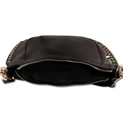 Florence Damen Satteltasche Nieten Echtleder schwarz OTM105S
