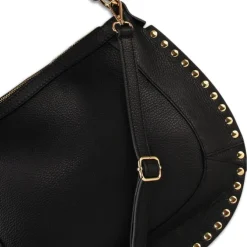 Florence Damen Satteltasche Nieten Echtleder schwarz OTM105S