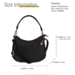 Florence Damen Satteltasche Ösen Echtleder schwarz OTM809S