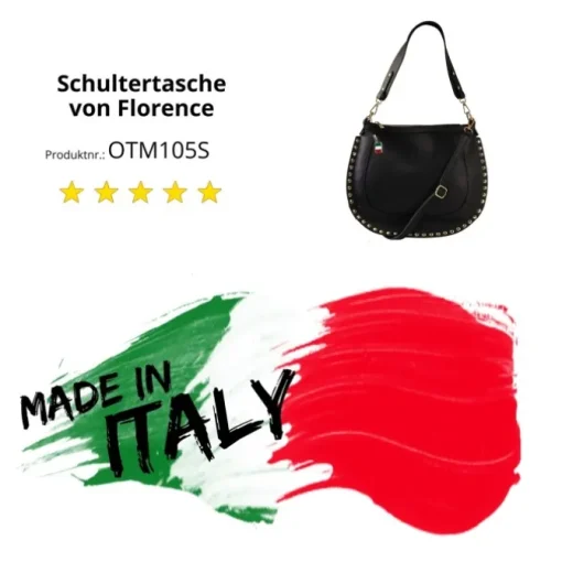 Florence Damen Satteltasche Nieten Echtleder schwarz OTM105S