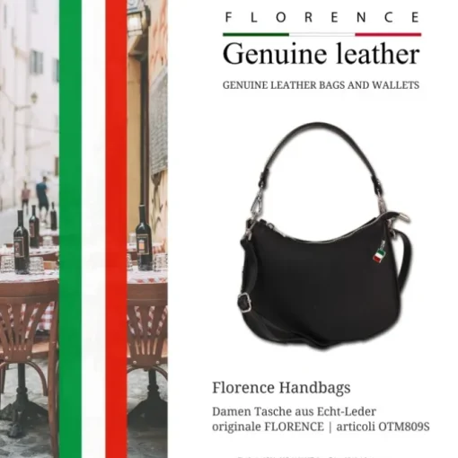 Florence Damen Satteltasche Ösen Echtleder schwarz OTM809S