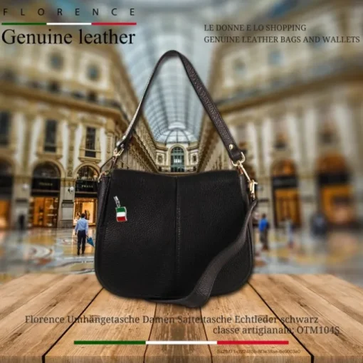 Florence Damen Satteltasche Echtleder schwarz OTM104S