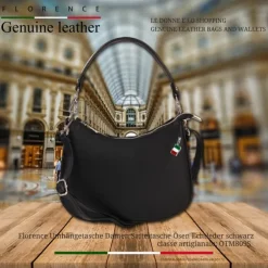 Florence Damen Satteltasche Ösen Echtleder schwarz OTM809S