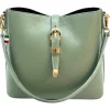 Florence Damen Schultertasche Leder Tasche salbeigrün OTF839L1