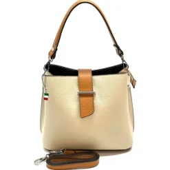 Florence Damen Schultertasche Leder Tasche beige, natur OTF168I1