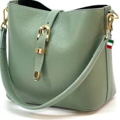 Florence Damen Schultertasche Leder Tasche salbeigrün OTF839L1