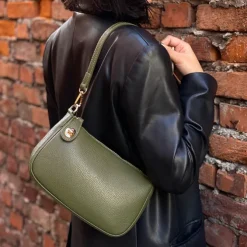 Florence Damen Schultertasche Leder Tasche schwarz OTF840S1