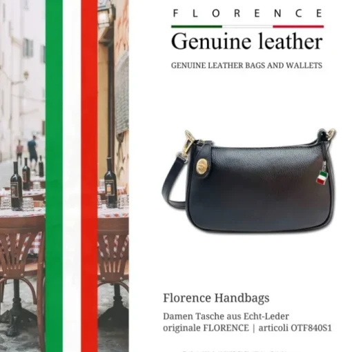 Florence Damen Schultertasche Leder Tasche schwarz OTF840S1