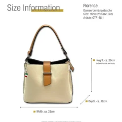 Florence Damen Schultertasche Leder Tasche beige, natur OTF168I1