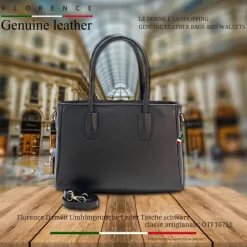 Florence Damen Schultertasche Leder Tasche schwarz OTF167S1