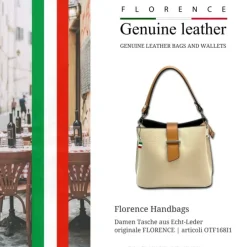 Florence Damen Schultertasche Leder Tasche beige, natur OTF168I1