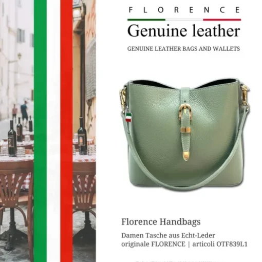 Florence Damen Schultertasche Leder Tasche salbeigrün OTF839L1