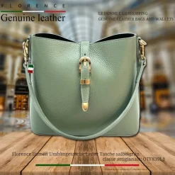 Florence Damen Schultertasche Leder Tasche salbeigrün OTF839L1