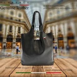 Florence Damen Shopper Leder Tasche schwarz OTF166S1