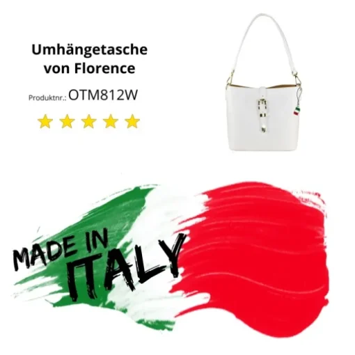 Florence Damen Umhängetasche Leder Tasche weiß OTM812W