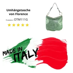 Florence Damen Umhängetasche Leder Tasche hellgrün, mint OTM111G