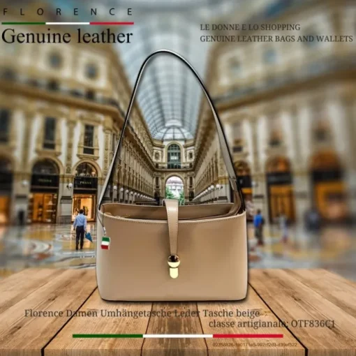 Florence Damen Umhängetasche Leder Tasche beige OTF836C1