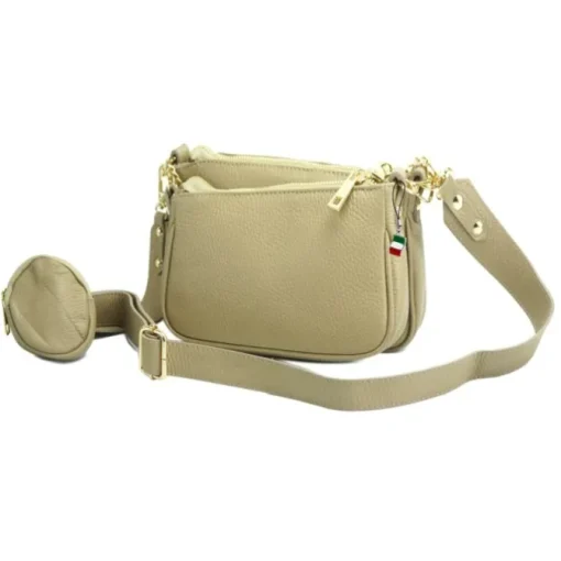 Florence Doppel Damen Tasche Echtleder taupe OTF826C